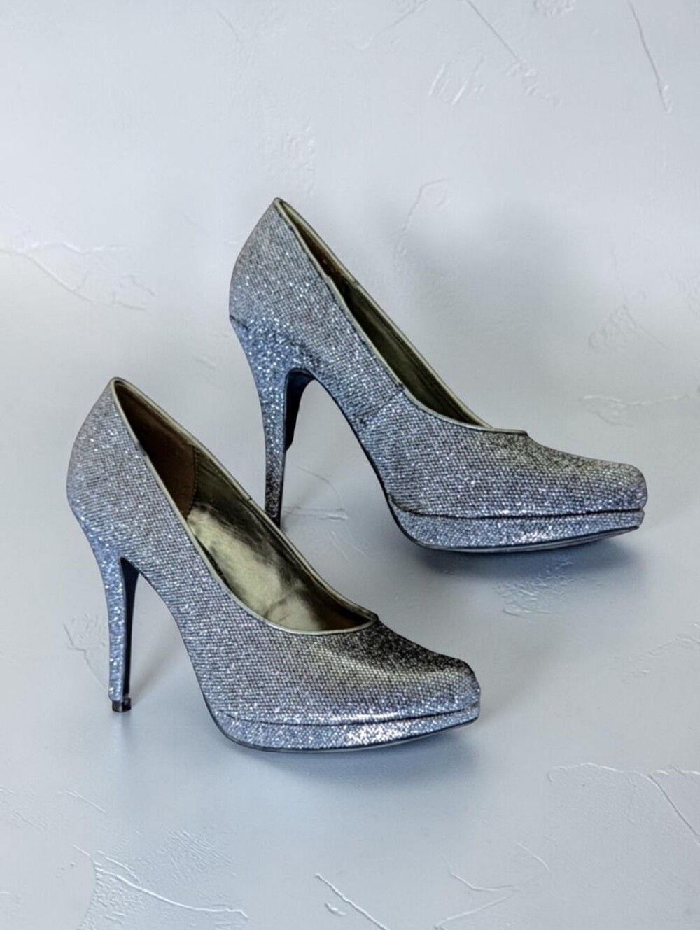 Silver Glitter Pumps M.p.s. Dietrich Size 38 US 7.5 Glam Sparkle
